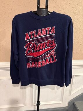 Atlanta Braves MLB Stitches Navy Crewneck Sweatshirt Size M